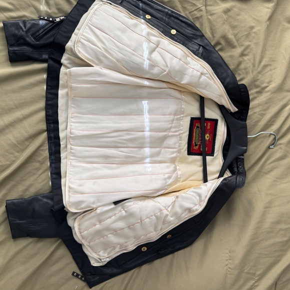 Women's Black Genuine Leather Moto Jacket – Stud Detail, Classic Biker Fit (Size - Picture 3 of 3